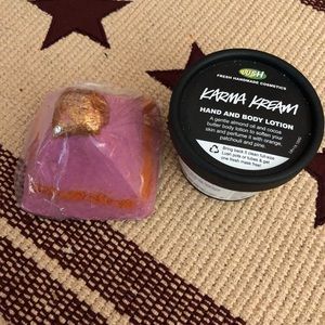 Lush Karma Cream Lotion and Karma Bubble Bar